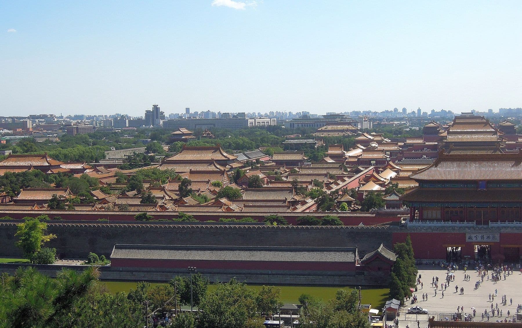 Golden roofs of the Forbidden City seen from above in Beijing